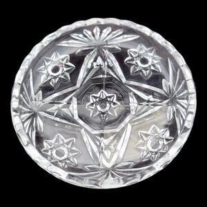 Vintage Anchor Hocking Starburst Pattern Pressed Glass Coaster Trinket Dish